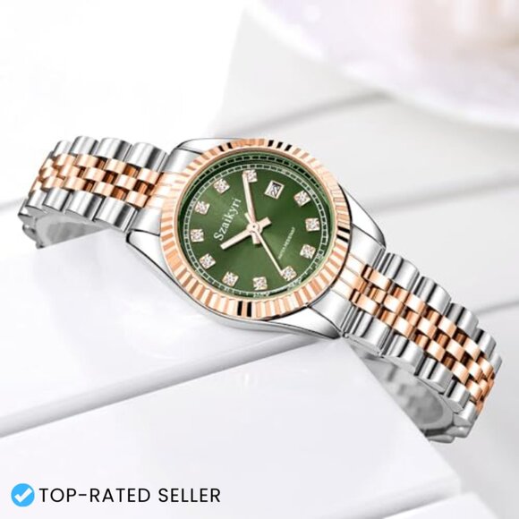 Classic Dress Watch with Diamond Accents Stainless Steel Band Water Resistant main image 4